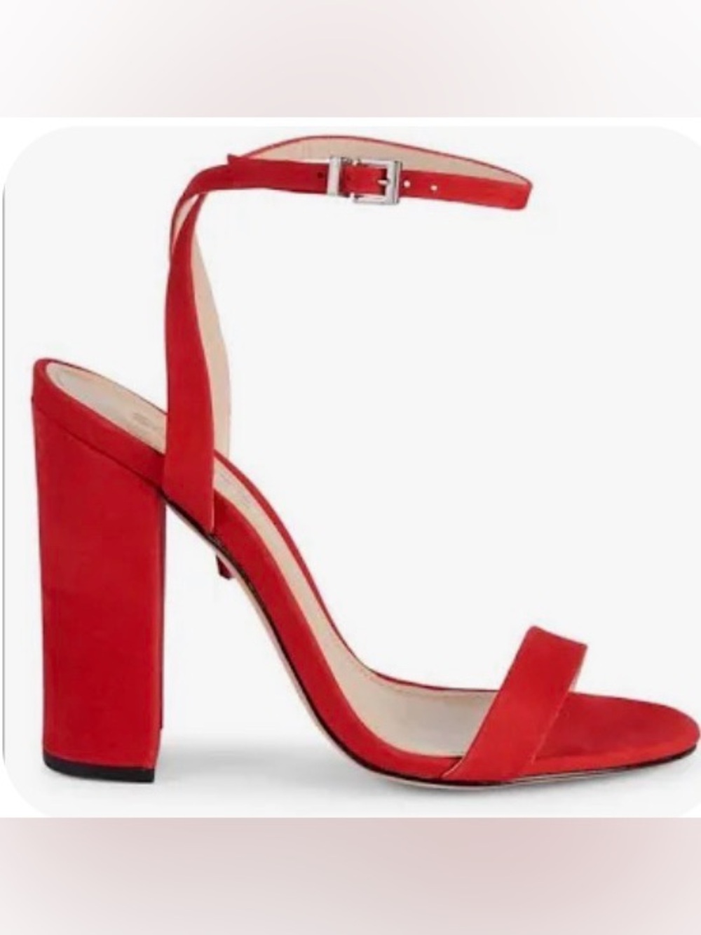 Devil Wears Prada Red 👠 SCHUTZ Suede Ankle-Strap Block Heel Size 7.5